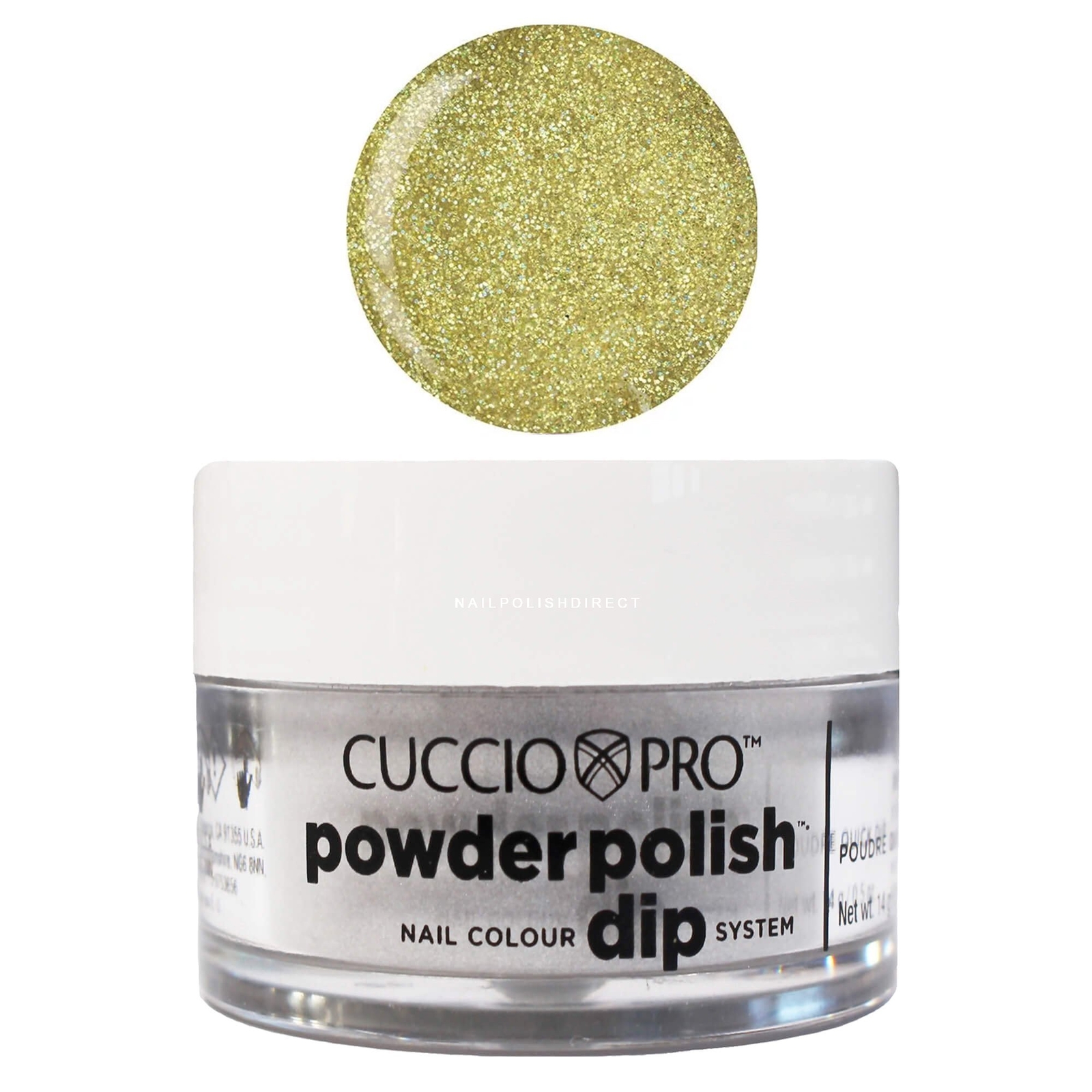 Cuccio Pro Powder Polish - Nail Dip System - Gold W Rainbow Mica 14g