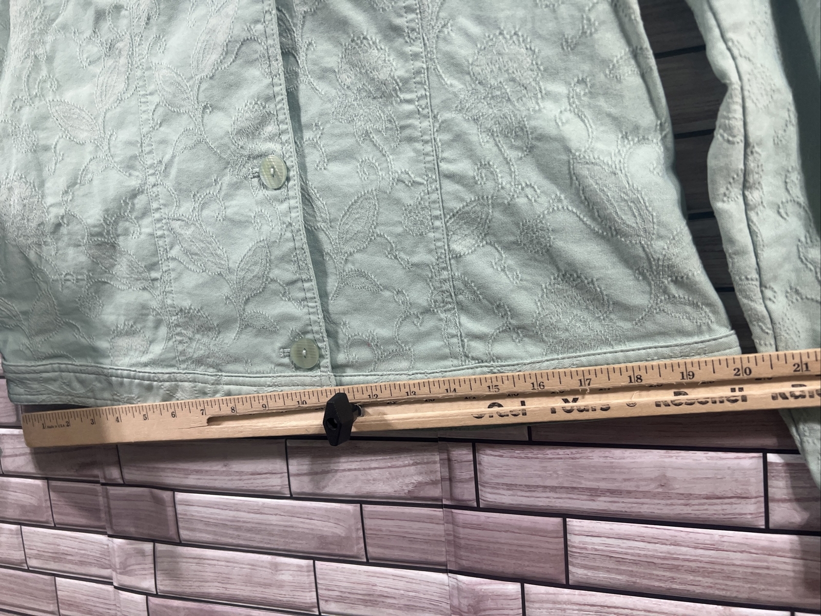 Classic Elements soft turquoise green Floral Text… - image 7