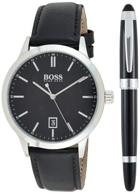 Hugo Boss Officer Analog Black Dial Men's Watch and Pen set