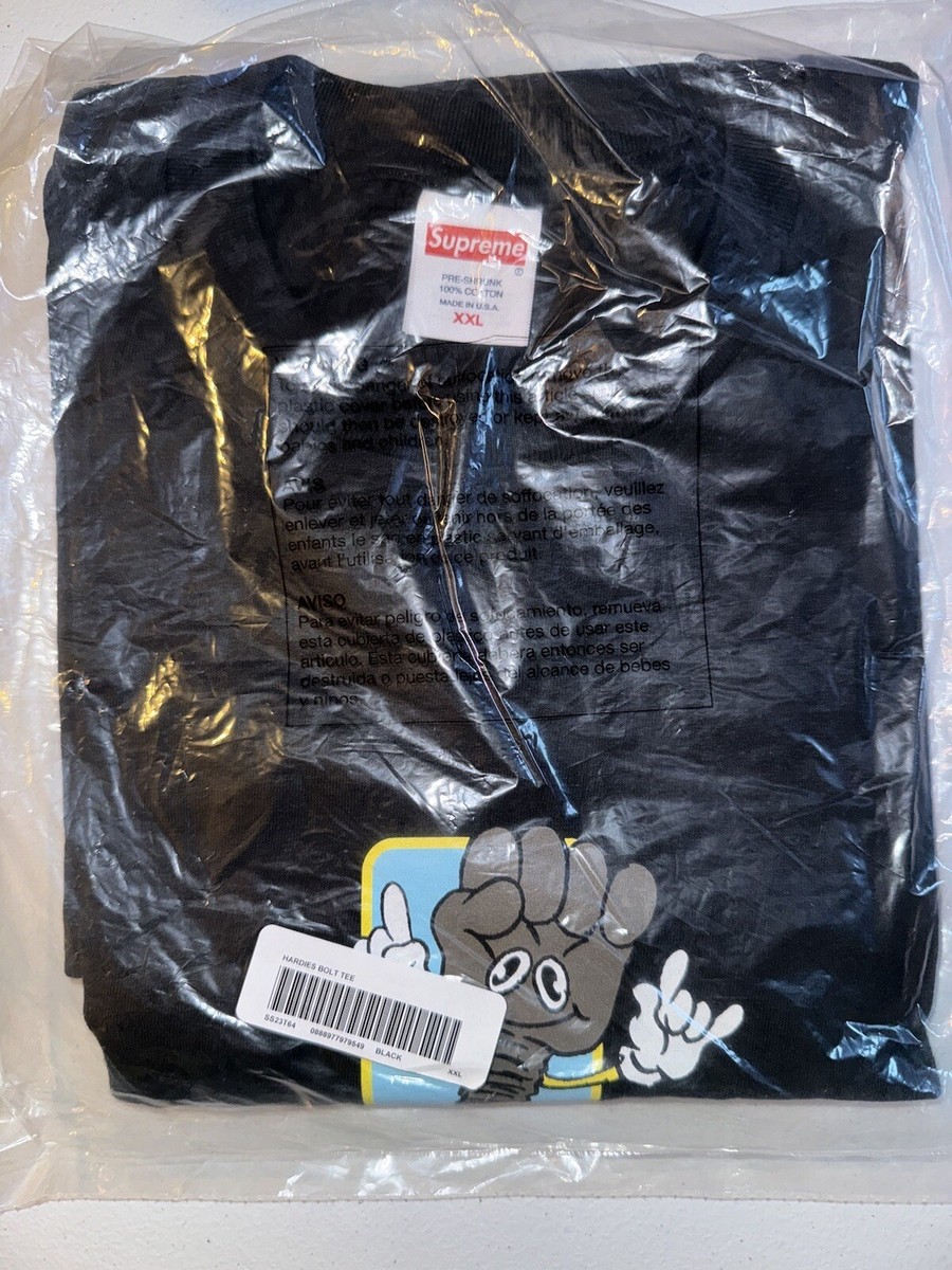 Supreme x Hardies Hardware Bolt Tee Black, XXL 2XL, NEW supreme