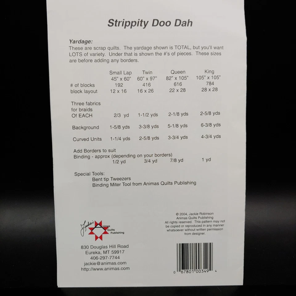 Jackie's Animas Scrap Quilt Pattern w Acrylic Template Tool - King Queen Twin - Image 4 of 4