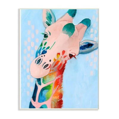 Colorful Abstract Giraffe Animal Rainbow Blue Drawing