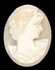 Antique Vintage Hand Carved Italian Shell Cameo Portrait Woman Italy Brooch Pin