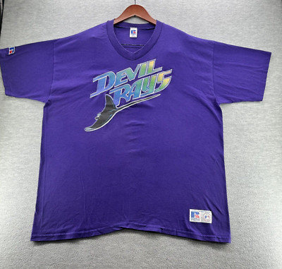 Vtg RUSSELL ATHLETIC - Tampa Bay Devil Rays MLB Purple Tee Shirt