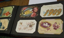 Postcard Album over 300  bright  antique postcards Birthday ,Christmas, Easter
