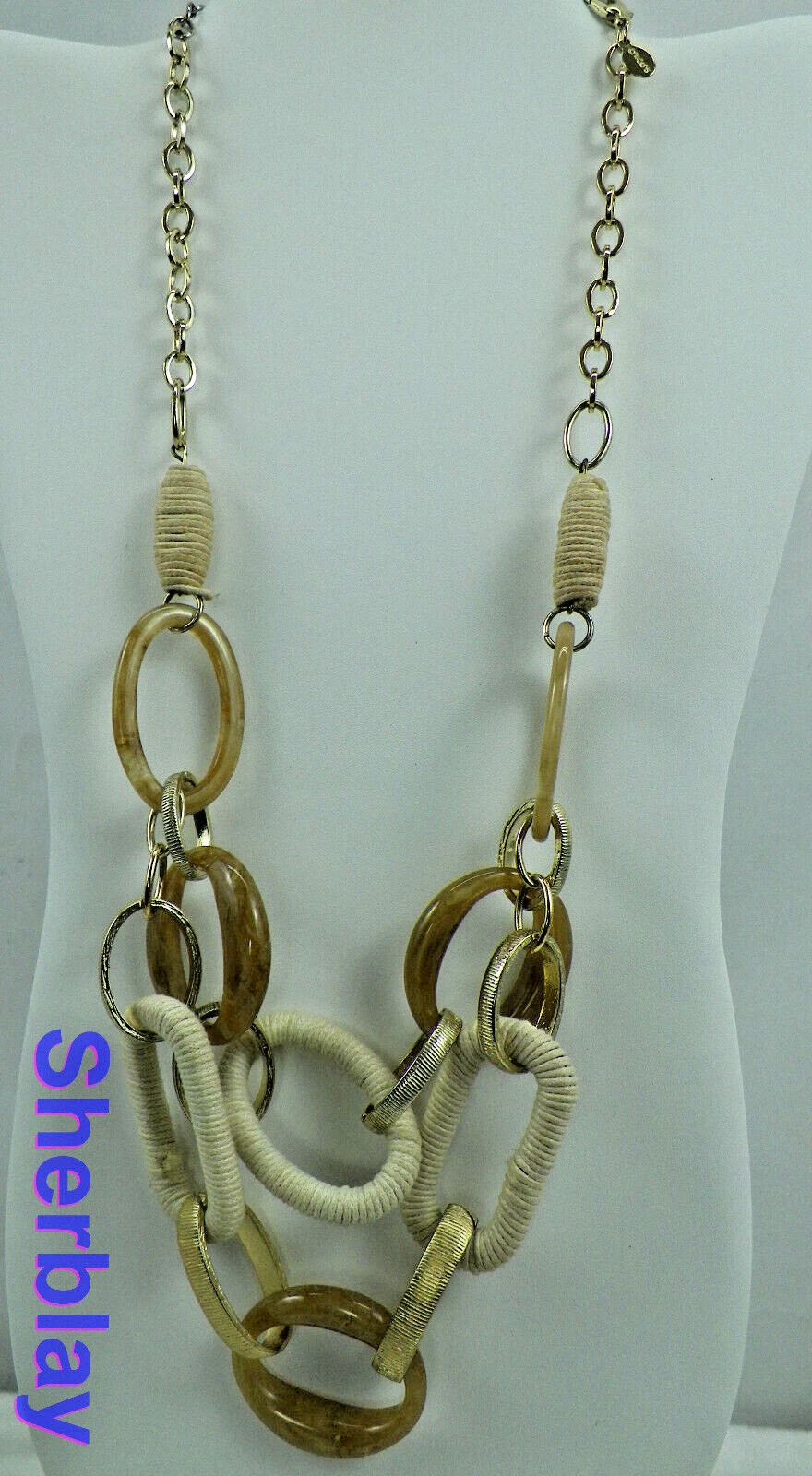 VETEMENTS "Collana Grossa Stratiera Chico's Stile anni '80 Gioielli Tono Oro 18"" 21"