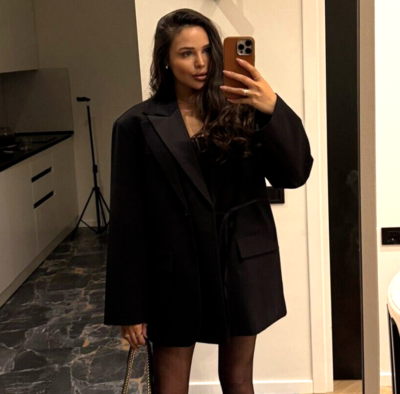 Zara Double-Breasted Oversized Blazer Jacket Black Size XS-S Small