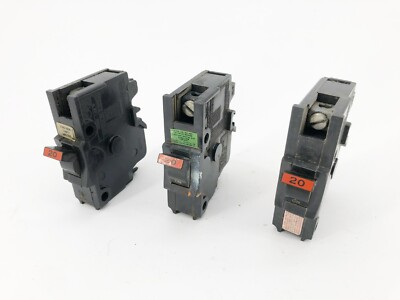 Lot of 3 Federal Pacific NA20 Stab-Lok Circuit Breakers 20A 1 Pole