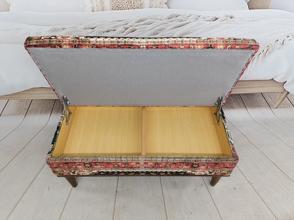 Handmade furniture, Hidden storage, Ottoman bench, Bohemian bench, Footstool  - Image 3 of 4