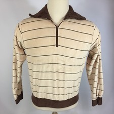Vintage Velvet Velour 70s Polo Retro Atomic Mod Hippy Surf Stripe Polo Shirt USA