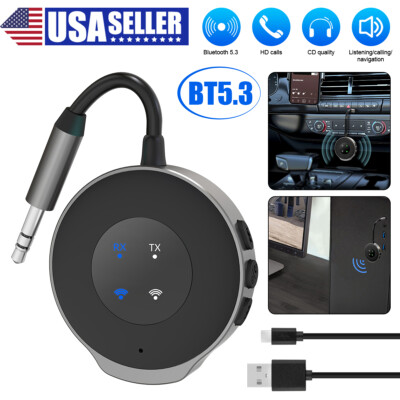 USB Wireless Bluetooth 5.3 Transmitter Receiver FM Car Music Audio Aux Adapter