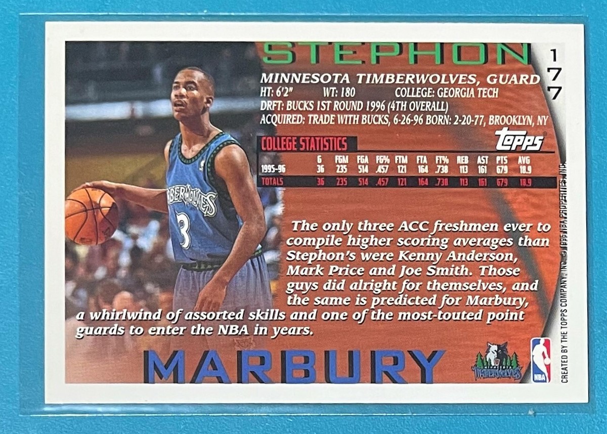 Stephon Murbury 1996-97 TOPPS #177 Rookie BASKETBALL GEM MINT