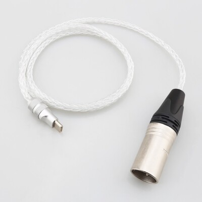 8 Adern reines Silber USB Typ C Stecker auf 4Pin XLR Stecker Adapter Audio Kabel
