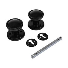 Timco 50mm Plastic Rim Mortice Knob Set Black | Shed & Gate Door Lock With Keys