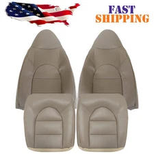 For 1999 2000 Ford F250 F350 Lariat Driver & Passenger Leather Seat Cover Tan