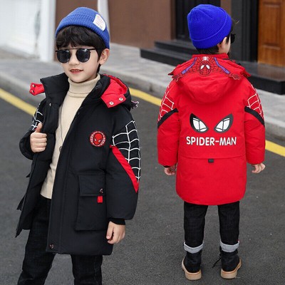 DE Kinder Jungen Spiderman Kapuzenjacke Wintermantel Parka Oberbekleidung Neu