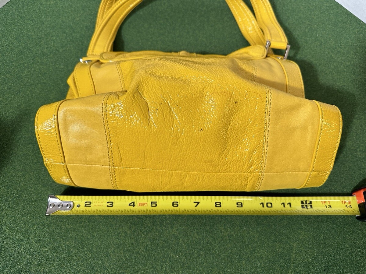 Jill Stuart 100% Pigskin Leather Yellow Purse Bag Tote