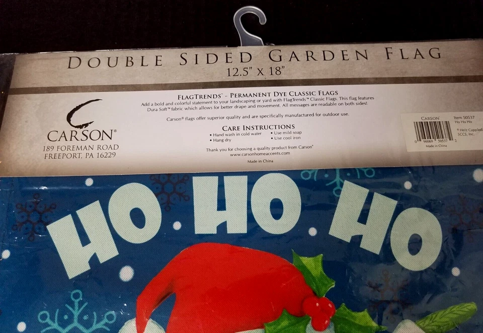 Carson Double Sided Garden Flag 12.5"x18" Santa Ho Ho Ho  Merry Christmas New - Imagem 2 de 4