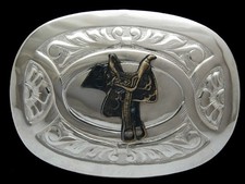 PC03160 VINTAGE 1970s  HORSE SADDLE  WESTERN  COWBOY CHAMBERS BELT BUCKLE
