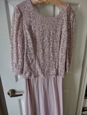 Delicate Pink with Mauve Tone Tea Length Cocktail Dress Size 18 Wore Once