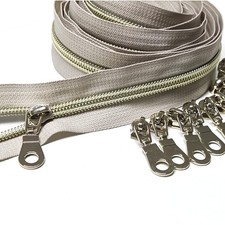 #5 Light Gold Teeth Metallic Nylon Coil Zippers by The Yard Bulk 10 Yards Bei...