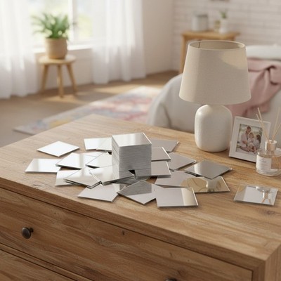 50PCS Mini Square Mirror Adhesive Tiles for Crafts and DIY Project Supplies Deco