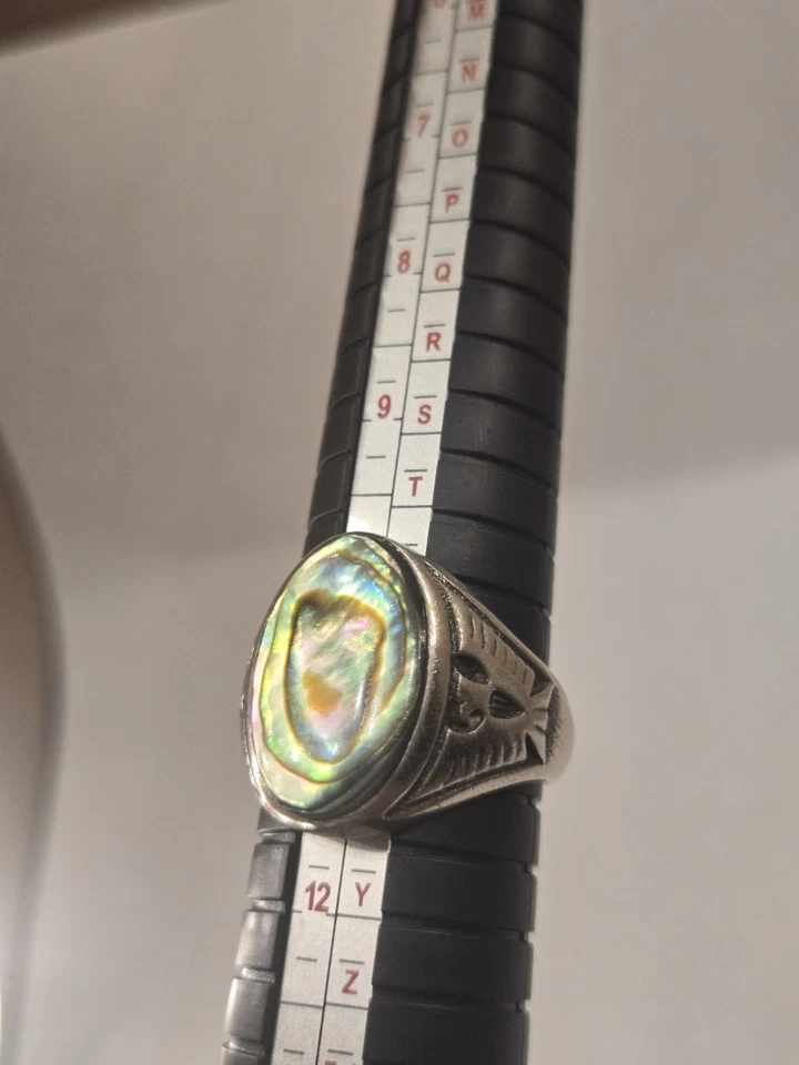 Anillo de plata esterlina para hombre abulón Thunderbird estilo suroeste talla 11 Foto 4 de 4