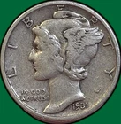 1931 Mercury Dime Choice Very Fine VF+ Coin #35726