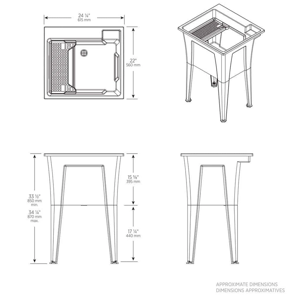 BAÑERA RESISTENTE Fregadero de lavandería/utilidad 24" x 22" resistente al óxido polipropileno granito Foto 4 de 4