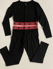 NWT Crop Top Leggings Victoria  s Secret Victoria Sport 2 Piece Set Black/Red L