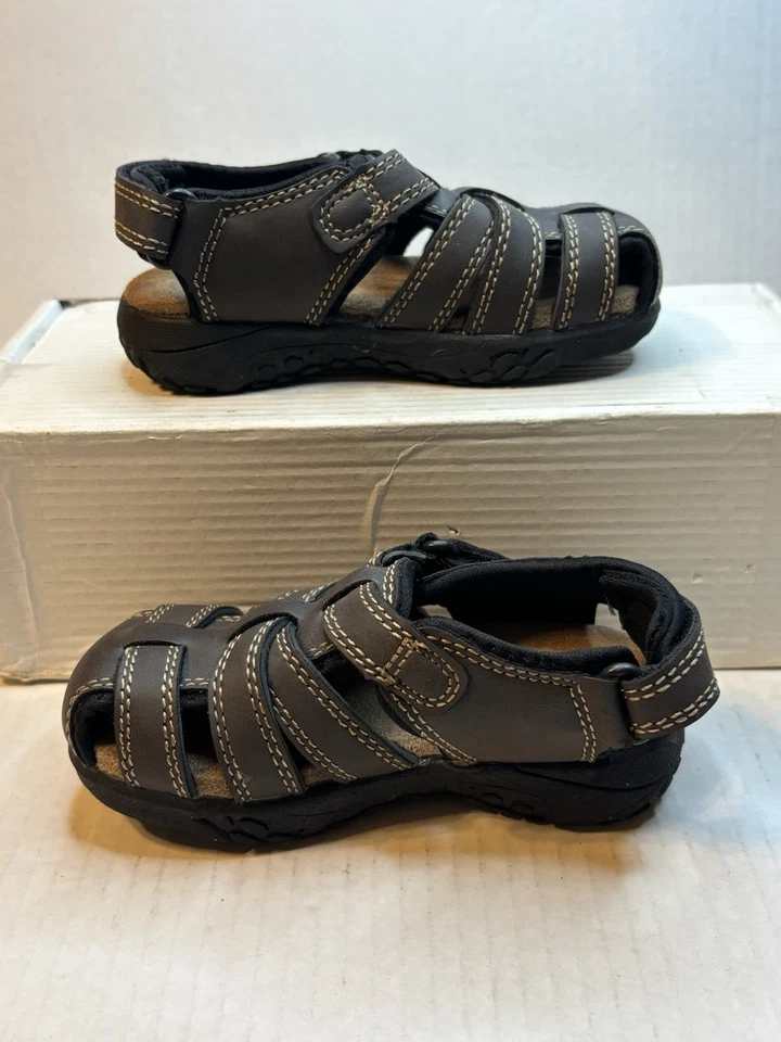 Okie Dokie Toddler Sandals Size 7M Lil Felix Brown Casual Comfort Memory Foam - Image 3 of 4
