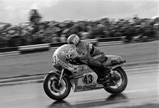 Steve Manship on a wet track on his Suzuki RG500 British 500cc Mot- Old Photo