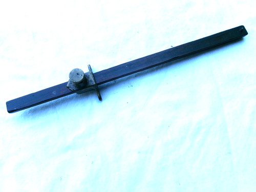 NICE VINTAGE BRASS DEPTH GAUGE WITH MAHOGANY STEM