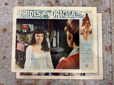 1960 - Brides Of Dracula #4 & 5 Original Lobby Cards 11x14 - Hammer Films