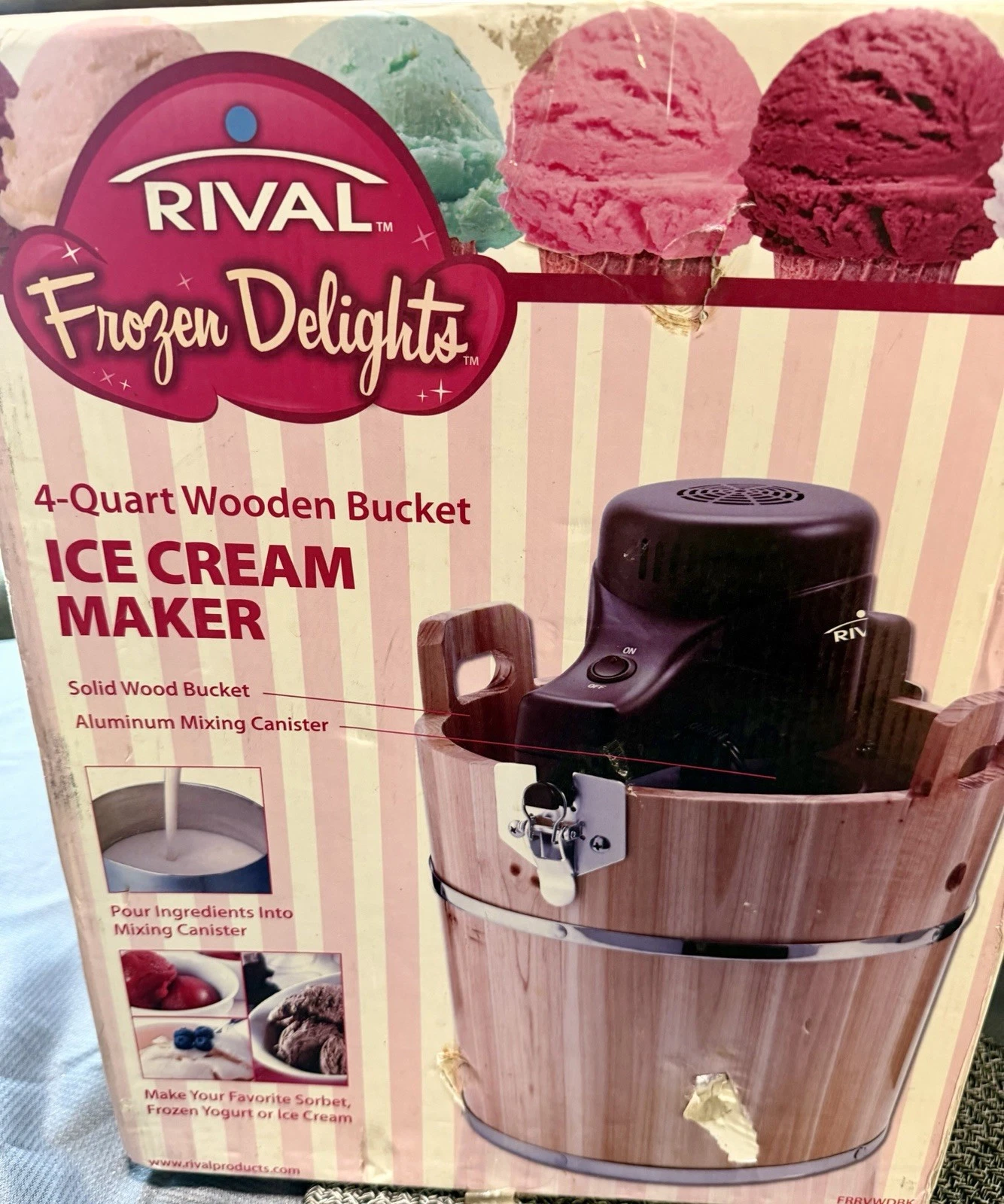 Rival Ice Cream Yogurt Freezer 4 Qt Electric Wooden Bucket Ice Cream Maker NEW
Opens in a new window