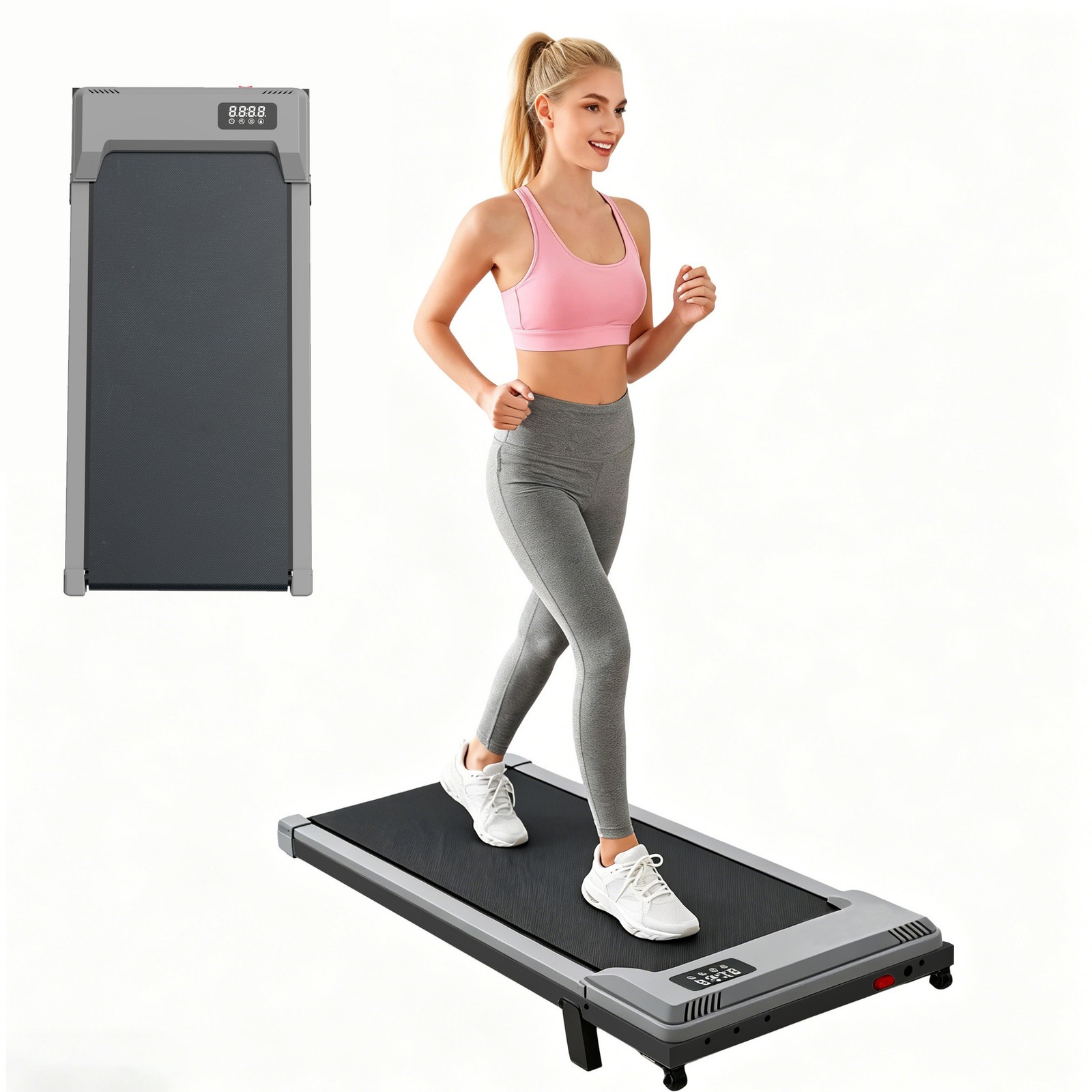 Walking Pad Treadmill with App Control & BT Speaker, Incline Folding Under...