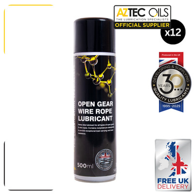 12 x 500 ml Aztec Open Gear & Wire Rope Schmiermittel reduziert Verschleiß verhindert Korrosion