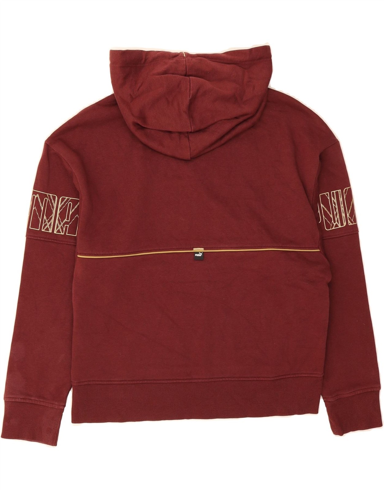 PUMA Womens Graphic Hoodie Jumper UK 10 Small Burgundy Cotton CW04 thumbnail 2