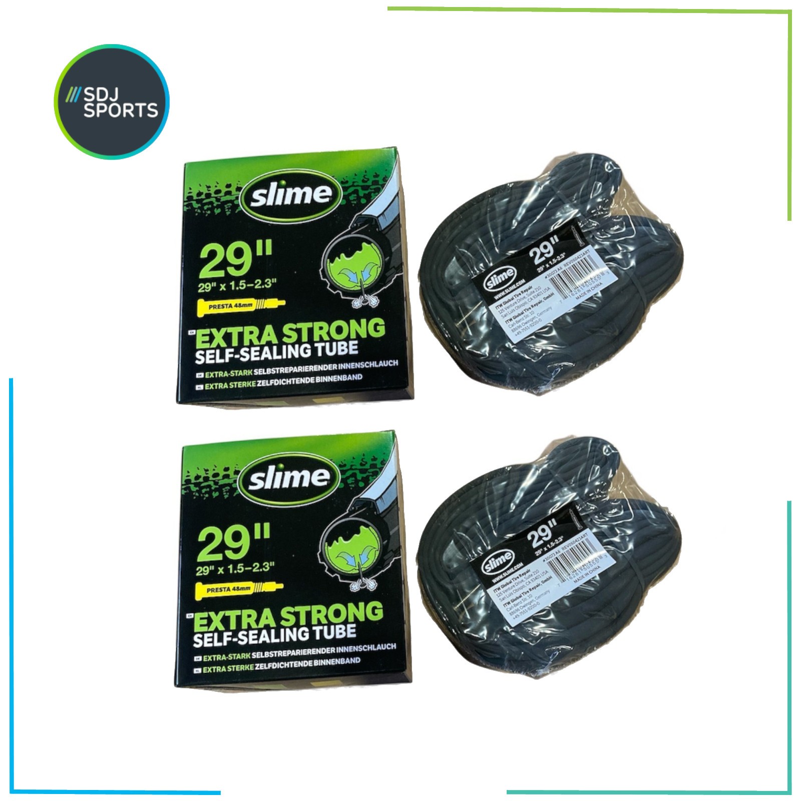Slime Inner Tube Self Healing MTB Bike Tube 29 X 1.5-2.3 Presta Valve x2