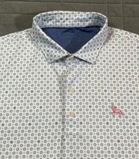 Johnnie O Men  s Performance Golf Polo Shirt Sz Large Gray Pink Paisley Logo