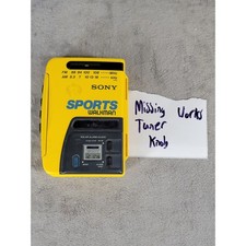 Sony Sports Walkman WM-AF58 Yellow AM/FM Radio Cassette Player Solar Clock Works