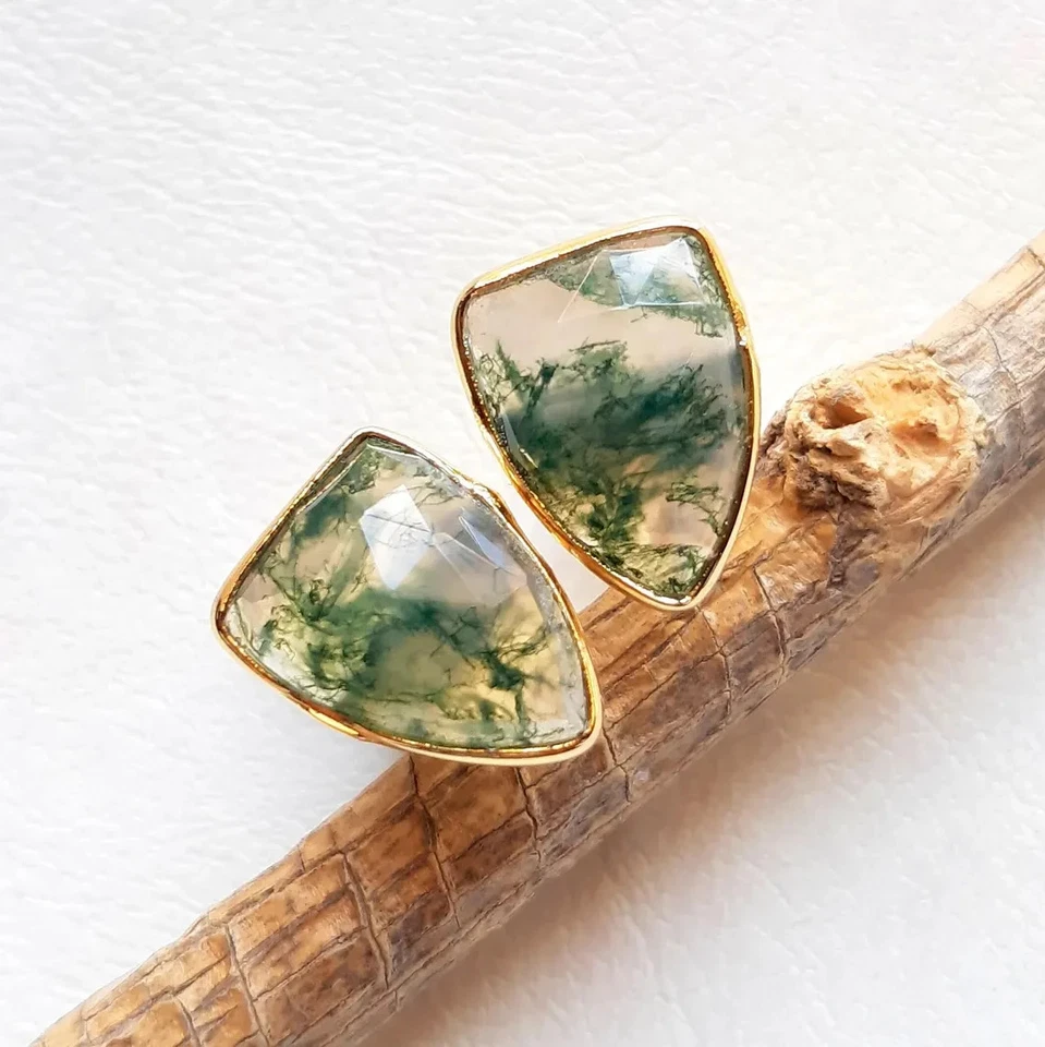 Moos Achat Manschettenknöpfe IN 18k Gold – Elegant Grün Edelstein für Herren - Bild 4 von 4