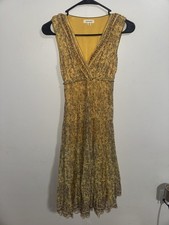 Max Studio Floral Boho Yellow V-Neck Dress Size XS