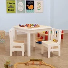 Kids Wooden Study Table with 2 Chairs, MDF & Pine Wood, Children Furniture Set