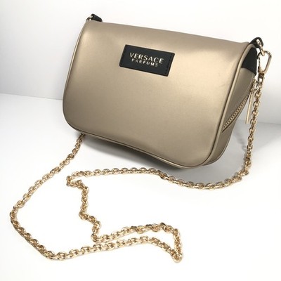 NEW Versace Clutch Purse Bag Crossbody Shoulder Gold Chain Zipper Pouch Designer