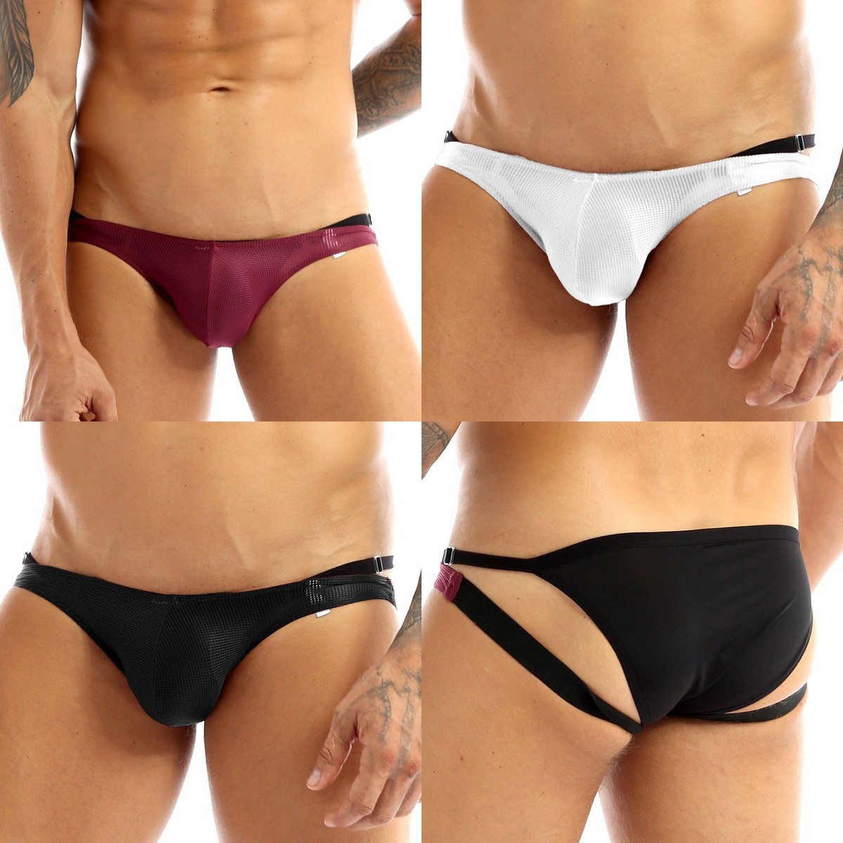 Mens Low Rise Jockstrap Grape Bulge Pouch Open Butt Briefs Thong Underwear  Pants | eBay