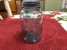 Antique Atlas Strong Shoulder Mason Canning Jar Dropped A  Zinc Lid 1qt