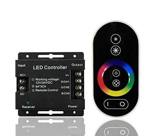CONTROLLER CENTRALINA E TELECOMANDO CONTROLLO STRISCIA STRIP LED RGB 12-24V 18A - Immagine 3 di 3