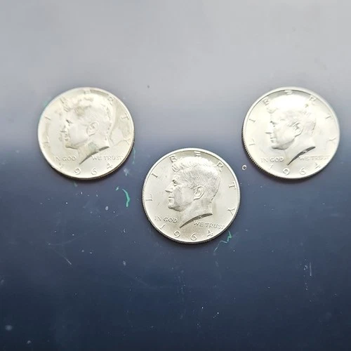 1964 Kennedy Half Dollar Silver Coins Uncirculated Lot of 3
