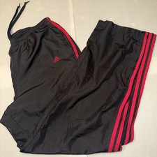 Vtg Adidas Sweatpants Mens XL Black Red Three Stripes Sportswear Lined 2005